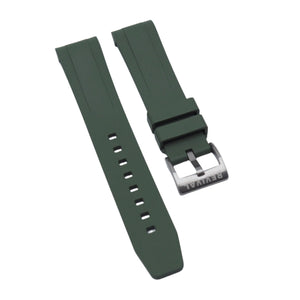 20mm Curved End Army Green FKM Rubber Watch Strap For Tudor Black Bay 58