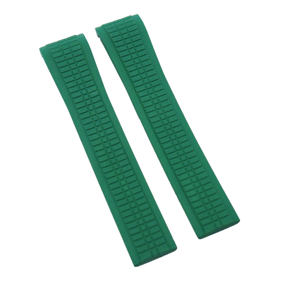 21mm Curved End Green FKM Rubber Watch Strap For Patek Philippe Aquanaut