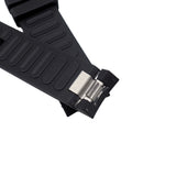 22mm Square Grain Black FKM Rubber Watch Strap For IWC Aquatimer, Quick Release System