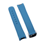 20mm Curved End Dodger Blue FKM Rubber Watch Strap For Omega Seamaster Aqua Terra 150m, 41mm