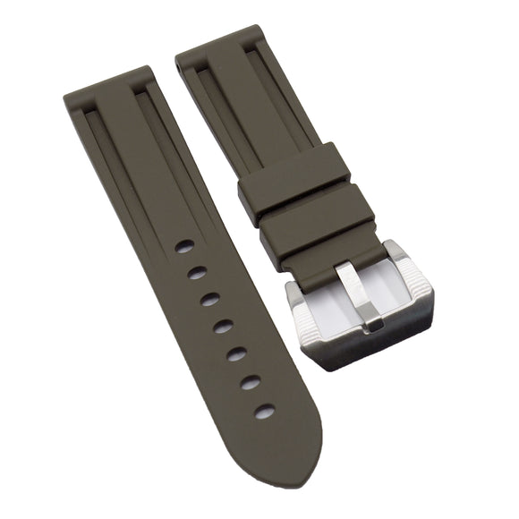 22mm, 24mm, 26mm Brown Rubber Watch Strap For Panerai