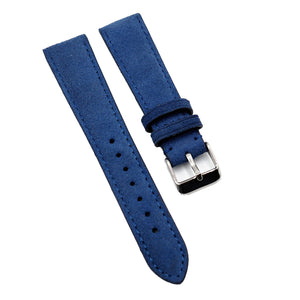 18mm, 19mm, 20mm, 22mm Admiral Blue Suede Leather Slim Watch Strap