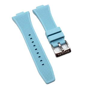 12mm Fine Square Pattern Baby Blue Rubber Watch Strap For Tissot PRX