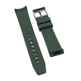 20mm Curved End Army Green FKM Rubber Watch Strap For Tudor Black Bay 58