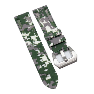 22mm White Digital Camo Rubber Watch Strap For Panerai