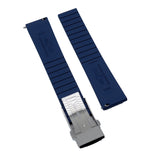 20mm, 22mm Double Ladder Pattern Navy Blue FKM Rubber Watch Strap, Quick Release Spring Bars, Depolyant Clasp