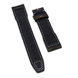 20mm, 21mm Pilot Style Mocha Brown Matte Calf Leather Watch Strap For IWC, Rivet Lug, Semi Square Tail