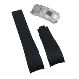 20mm Curved End Black Rubber CTS Watch Strap For Rolex, Omega and MoonSwatch