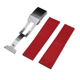 22mm, 24mm Mesh Style Red FKM Rubber CTS Watch Strap For Breitling