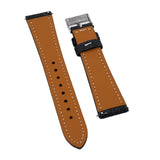 18mm, 20mm Black Canvas Watch Strap, White Stitching, Quick Release Spring Bars