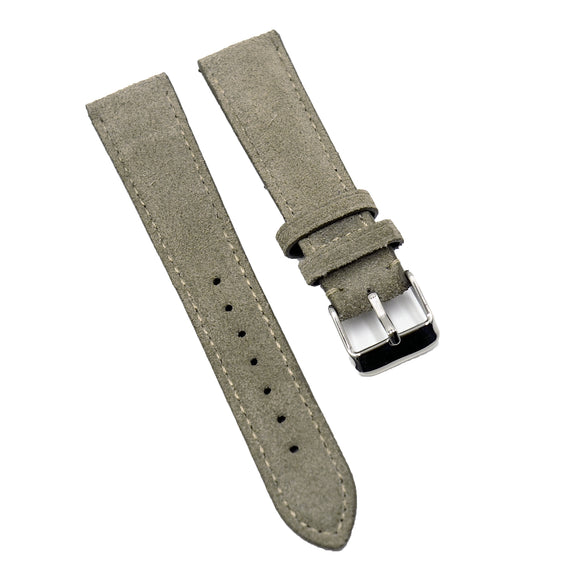 20mm, 22mm Rhinoceros Grey Suede Leather Slim Watch Strap