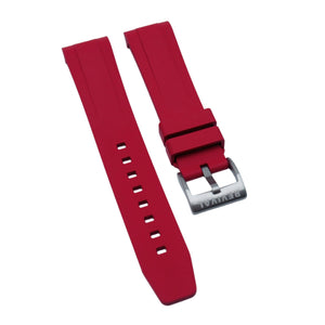 20mm Curved End Red FKM Rubber Watch Strap For Tudor Black Bay 58