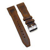 20mm, 21mm, 22mm Pilot Style Rust Orange Calf Leather Watch Strap For IWC, Semi Square Tail