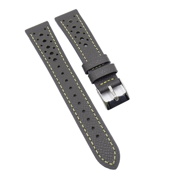 19mm Seal Gray Epsom Calf Leather Racing Watch Strap