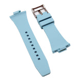 12mm Fine Square Pattern Baby Blue Rubber Watch Strap For Tissot PRX