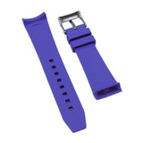 22mm Curved End Blue Rubber Watch Strap For Swatch Scuba Fifty Fathoms