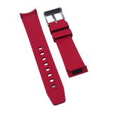 20mm Curved End Red FKM Rubber Watch Strap For Tudor Black Bay 58