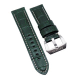 24mm Dark Green Alligator Embossed Calf Leather Watch Strap For Panerai