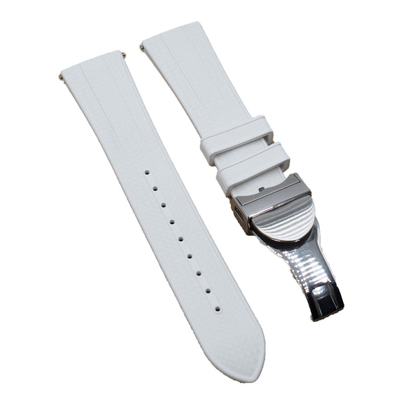 22mm Straight End Mini Pattern White FKM Rubber Watch Strap For Tudor, Quick Release Spring Bars