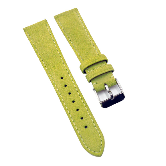 18mm, 19mm, 20mm, 22mm Lemon Yellow Suede Leather Slim Watch Strap