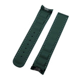 20mm Curved End Army Green FKM Rubber Watch Strap For Omega Seamaster Aqua Terra 150m, 41mm