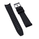 20mm Curved End Nylon Grain Black Rubber Watch Strap w/ Orange Line, Quick Release Spring Bars For Rolex, Omega and MoonSwatch