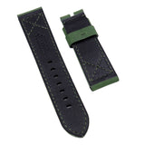 24mm Hunter Green Matte Calf Leather Watch Strap For Panerai, Cross Stitching