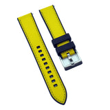20mm, 22mm Hybrid Yellow Nylon FKM Rubber Watch Strap, Quick Release Spring Bars