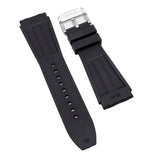 22mm, 24mm Rouleaux Style Black FKM Rubber Watch Strap For Breitling Chronomat