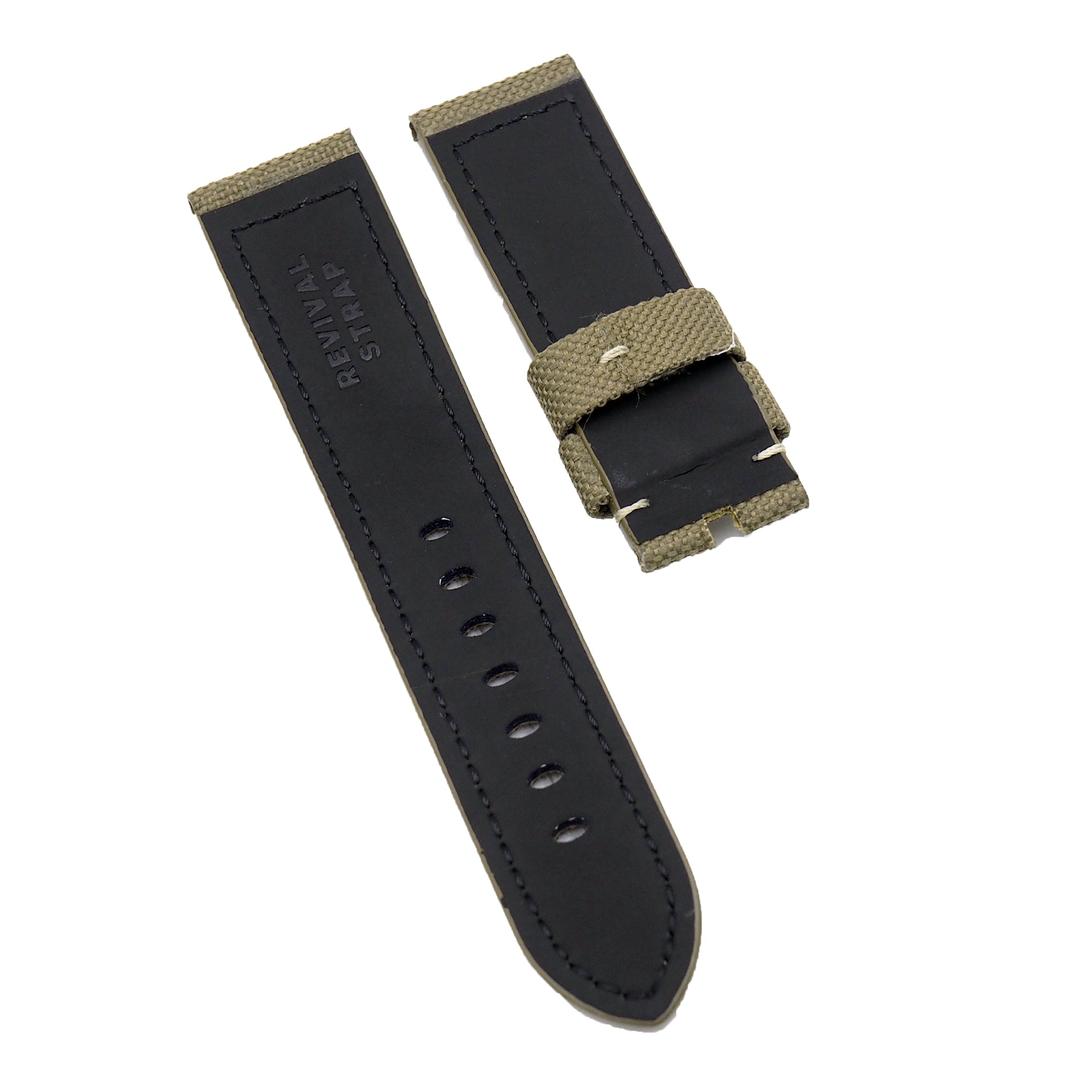 24mm, 26mm Peanut Brown Nylon Watch Strap For Panerai, Cream