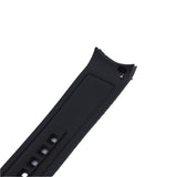 20mm Curved End Nylon Grain Black Rubber Watch Strap w/ Orange Line, Quick Release Spring Bars For Rolex, Omega and MoonSwatch