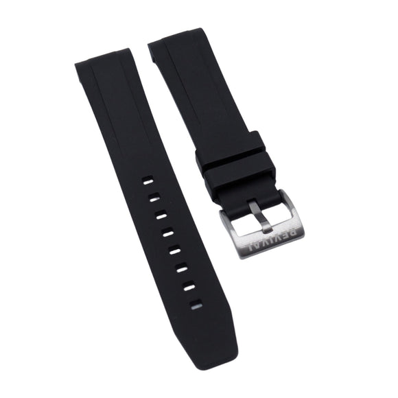 20mm Curved End Black FKM Rubber Watch Strap For Tudor Black Bay 58