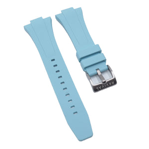 11mm, 12mm Baby Blue Rubber Watch Strap For Tissot PRX, Quick Release Spring Bars