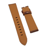 20mm, 22mm Caramel Brown Calf Leather Watch Strap, Cream Stitching