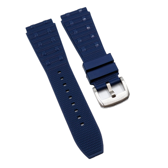 22mm, 24mm Rouleaux Style Navy Blue FKM Rubber Watch Strap For Breitling Chronomat