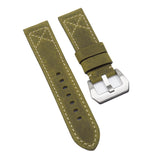 24mm Dijon Yellow Matte Calf Leather Watch Strap For Panerai, Cross Stitching