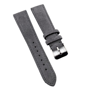 18mm, 19mm, 20mm, 22mm Lead Grey Suede Leather Slim Watch Strap