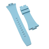 11mm, 12mm Baby Blue Rubber Watch Strap For Tissot PRX, Quick Release Spring Bars