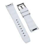 21mm Curved End White FKM Rubber Watch Strap, Double Ladder Pattern For Rolex and Omega