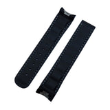 20mm Curved End Black FKM Rubber Watch Strap For Omega Seamaster Aqua Terra 150m, 41mm