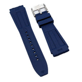 22mm, 24mm Rouleaux Style Navy Blue FKM Rubber Watch Strap For Breitling Chronomat