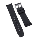 20mm Curved End Black FKM Rubber Watch Strap For Tudor Black Bay 58