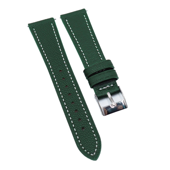 20mm Green Goat Leather Watch Strap, Quick Release Spring Bars