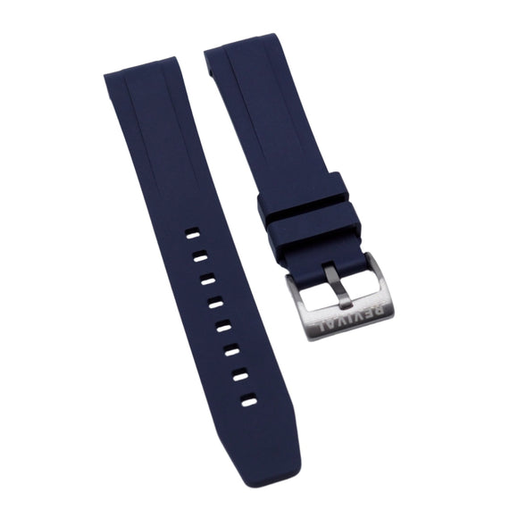 20mm Curved End Navy Blue FKM Rubber Watch Strap For Tudor Black Bay 58