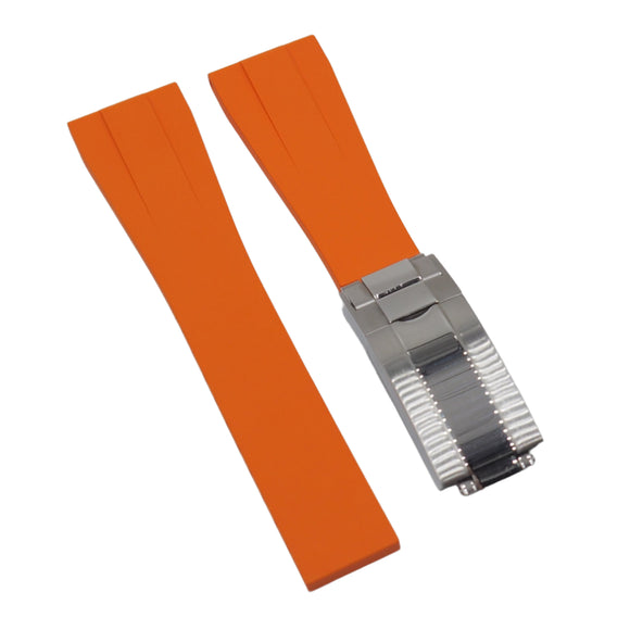 20mm, 22mm Straight End Orange FKM Rubber CTS Watch Strap, Ladder Step Pattern