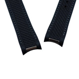 20mm Curved End Black FKM Rubber Watch Strap For Omega Seamaster Aqua Terra 150m, 41mm