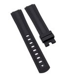 【GM】 20mm Black Curved End FKM Rubber Watch Strap For Omega, Steel Inside