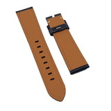 20mm, 22mm Iron Gray Calf Leather Watch Strap, Cream Stitching