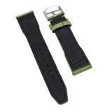 20mm, 21mm, 22mm Pilot Style Pear Green Calf Leather Watch Strap For IWC, Semi Square Tail
