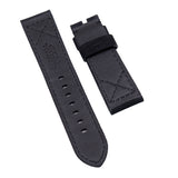 24mm Black Matte Calf Leather Watch Strap For Panerai, Cross Stitching